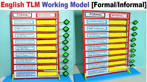 english tlm working model on formal and informal - diy - project for exhibition - simple and easy #english #tlm #workingmodel #formal #informal #diy #exhibiition #englishmodel #englishworkingmodel English Exhibition Ideas, English Grammar Models For Exhibition, English Models For Exhibition, Working Models For English Exhibition, English Tlm Ideas, Grammar Work, Tenses Chart, Direct And Indirect Speech, Amazing Gray