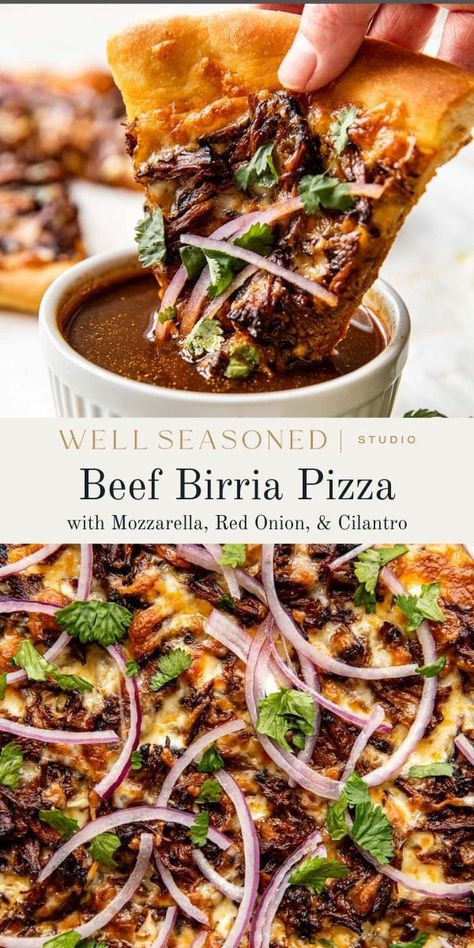 Diy Pizza Ideas, Deep Dish Cast Iron Pizza, Birria Leftover, Special Pizza Ideas, Birria Leftover Recipes, Cool Pizza Ideas, Bbq Brisket Pizza, Brisket Pizza Recipes, Crazy Pizza Ideas