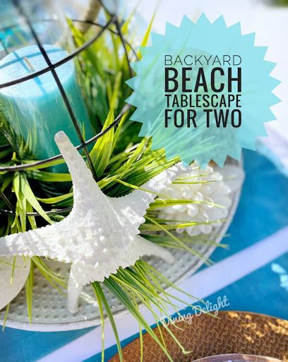 Beach Tablescape, Beach Party Theme, Beach Table Decorations, Tablescapes Summer, Colored Wine Glasses, Summer Table Settings, Beach Backyard, Patio Table Set, Diy Beach Decor