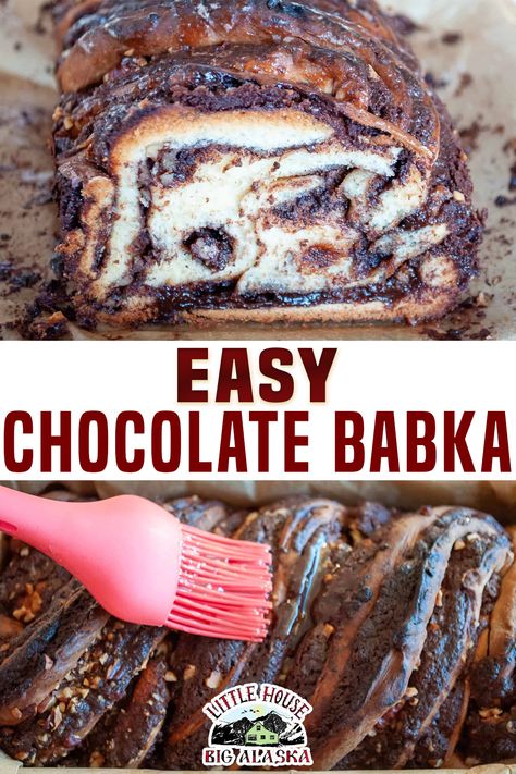 Easy Chocolate Babka Recipe, Cinnamon Babka Recipe Easy, Enriched Dough Recipes, Babka Recipe Easy, Easy Babka Recipe, Babka Recipes, Homestead Baking, Chocolate Babka Recipe, Alaska Food