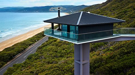 up Architecture Cool, Pole House, Minimal Architecture, Cliff House, Casa Country, Tower House, Casa Container, Australian Architecture, Floating House