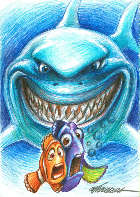 Pixar Characters Drawings, Finding Nemo Drawings, Nemo Drawings, Finding Nemo Painting, Nemo Painting, Finding Nemo Art, Nemo Drawing, Dory Drawing, Fish Sketch