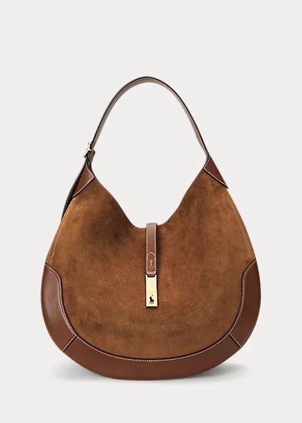 Polo ID Suede Large Shoulder Bag Polo Id Bag, Suede Bag Outfit, Bag Pattern Free, Ralph Lauren Bags, Large Shoulder Bags, Tote Bag Pattern, Luxury Accessories, Cloth Bags, Handbag Accessories