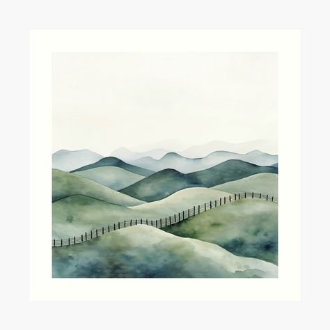 Get my art printed on awesome products. Support me at Redbubble #RBandME: https://www.redbubble.com/i/art-print/untitled-by-untitled/164998113.1G4ZT?asc=u Watercolor Hills Landscapes, Watercolor Hills, Minimalist Watercolor, Landscape Art Print, Rolling Hills, Watercolor Landscape, Landscape Art, My Art, Awesome Products