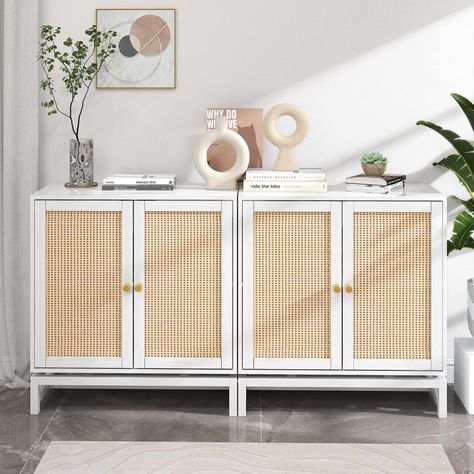 Resin Wicker Patio Furniture, Console Table White, Rattan Doors, Rattan Sideboard, Wooden Cupboard, Accent Storage Cabinet, Dinning Room Design, Woven Furniture, Accent Storage