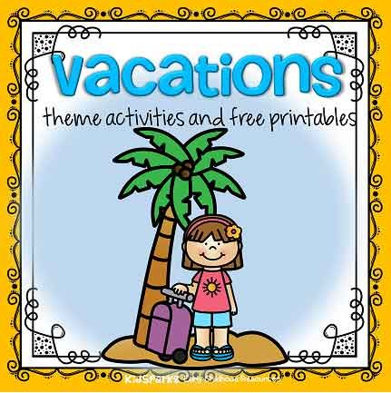 Vacations theme activities and printables for Preschool, Pre-K and Kindergarten - KIDSPARKZ Themes For Preschool, Preschool Curriculum Activities, Preschool Travel, Summer Lesson Plans, Preschool Math Centers, Games For Preschool, Summer Themes, Lesson Plans For Toddlers, Theme Activities