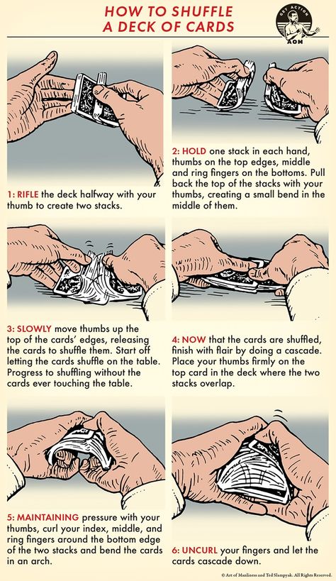 How To Shuffle Cards, Shuffling Cards, Shuffle Cards, Poker Hands Rankings, Magic Tricks Tutorial, Gentlemens Guide, A Deck Of Cards, Poker Hands, Art Of Manliness