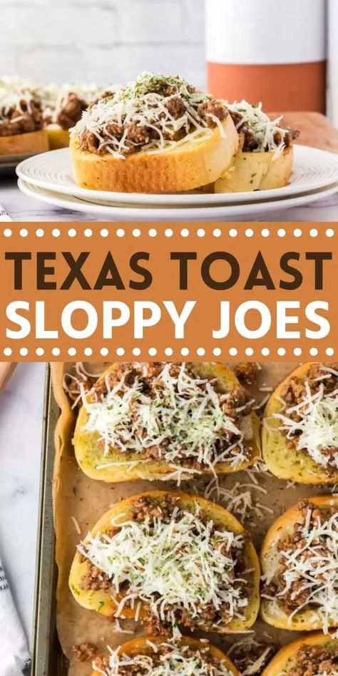 If you love Sloppy Joes then you are going to love this Texas Toast Sloppy Joes Recipe. Texas Toast is topped our favorite sloppy joe recipe. This is the best sloppy joes that is easy to make at home as well! #eatingonadime #sloppyjoesrecipe #beefrecipes #texastoastrecipes #easydinners Baked Sloppy Joes, Sloppy Joe Recipe Ideas, What To Do With Sloppy Joe Leftovers, Manwich Sloppy Joes Garlic Bread, Texas Sloppy Joe Recipe, Sloppy Joes Texas Style, Sloppy Joe Garlic Bread Sandwich, Sloppy Joe Recipe On Garlic Bread, Sloppy Joes Garlic Bread