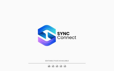 Sync Connect Gradient Logo Logo Template Sync Logo, Logo Gradient, Connect Logo, Modern Portfolio, Modern Gradient, Blog Templates, Juice Packaging, Connected Design, Gradient Logo