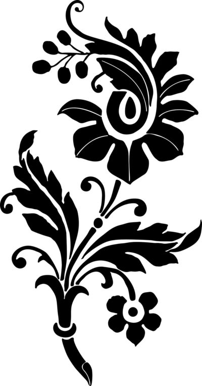 Floral Motif - Free vector clip art image.#BlackAndWhite, #ClipArt, #Flora, #Floral, #Flower, #Free, #Motifs, #Plant, #Plants, #PublicDomain, #SVG, #Silhouette, #VectorImage