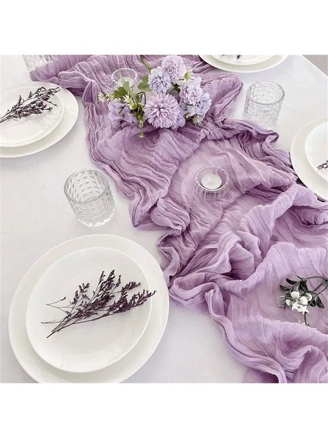 Mauve Purple  Collar  Polyester   Embellished   Home Decor Elegant Farmhouse Decor, Boho Sisustus, Thanksgiving Birthday Parties, Cheesecloth Table Runner, Doily Wedding, Rustic Tablecloths, Tafel Decor, Eid Al-adha, Romantic Table