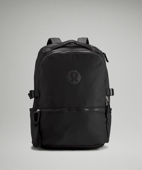 Black Lulu Backpack, New Crew Backpack Lululemon, Lululemon New Crew Backpack, Lulu Lemon Backpack, Lulu Backpack, Lululemon Backpack Aesthetic, Lulu Bag, Backpack Inspo School, College Backpack Aesthetic