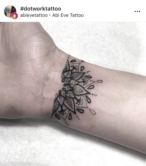 Half Mandala Tattoo, Inner Wrist Tattoos, Mandala Wrist Tattoo, Wrist Band Tattoo, Half Mandala, Wrist Tattoo Cover Up, Cuff Tattoo, Ankle Tattoos For Women, Skeleton Hand Tattoo