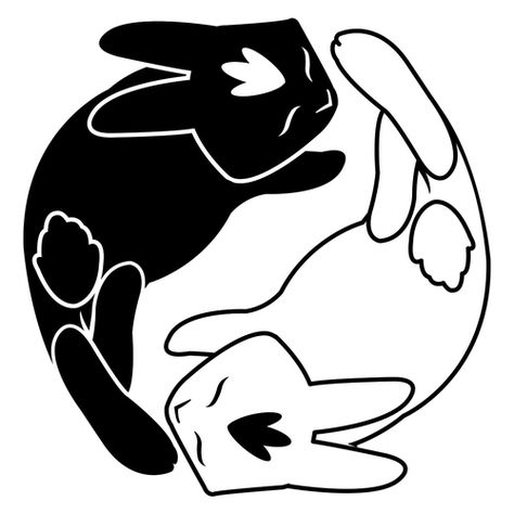 Rabbit Tattoo, Side Show, Rabbit Tattoos, Yin And Yang, Ying Yang, Art Therapy, Yin Yang, Buns, Tatting