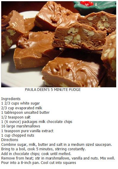 5 Minute Fudge, Fudge Ingredients, Paula Deen Recipes, Fudge Recipes Easy, Homemade Fudge, Christmas Candy Recipes, Peanut Butter Fudge, Homemade Candies, Candy Desserts