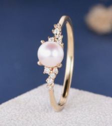 Engagement Ring Flower, Akoya Pearl Ring, Pearl Wedding Ring, Wedding Yellow, Art Deco Wedding Band, Cute Engagement Rings, Pearl Engagement Ring, Future Engagement Rings, Ring Flower