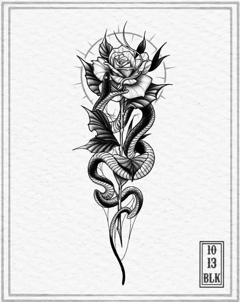 Tattoo Design Women Back, Tattoo For Aquarius, Tattoo Ideas For Women Flowers, Snake And Rose Tattoo, 55 Tattoo, Chest Tattoo Design, Snake And Dagger Tattoo, Rose Tattoo On Back, Skull Rose Tattoos