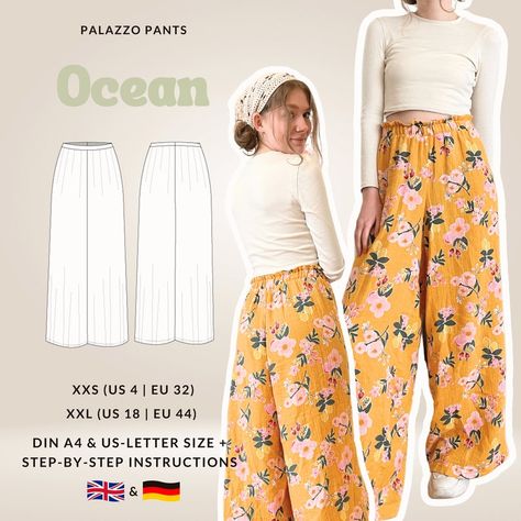 Palazzo Pants Sewing Pattern, Pants Sewing, Pants Sewing Pattern, New Pant, Pantalon Large, Wide Pants, Pants Pattern, Fabric Width, Palazzo Pants