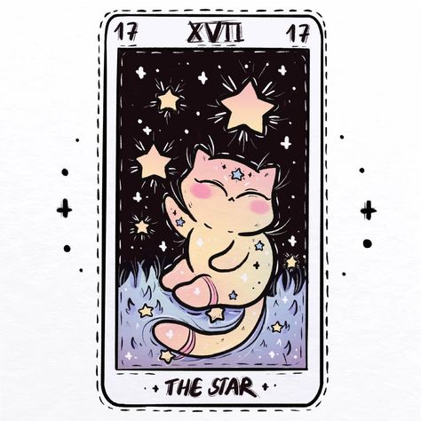 I finished the next tarot card 🥰 Here is „The Star“ I hope you guys like how it turned out 💕 The meaning: {When the Star card appears, you… | Instagram The Star Tarot Art, Drawing Stickers, The Star Tarot, Clow Cards, Loteria Cards, Adventure Time Cartoon, Time Cartoon, Tarot Cards Art, Feeling Inspired