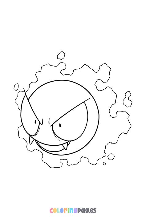 Discover fun and creative ways to engage your kids with our free Gastly coloring page, perfect for all Pokémon fans! Pokemon Line Art, Pokémon Gastly, Pokemon Outline, Pokemon Sprigatito, Gastly Pokemon, Pokemon Black And White, Gameboy Pokemon, Pokémon Black And White, Pokemon Tattoo