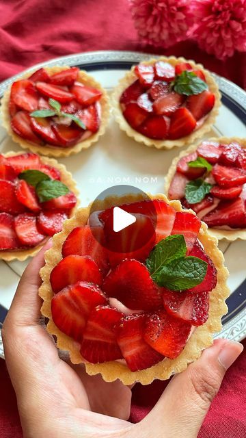 Anum Sadiq on Instagram: "4 Ingredient Strawberry Tartlet Recipe that you can add to your Iftar tables :D  Ingredients  15 strawberries, pureed 20 strawberries, sliced for garnish 200ml cream (I use the one by milkpak) 6 tbsp sugar, powdered 12 tartlets (I used readymade tartlets. You can also create your own with crushed biscuits and butter) Mint leaves for garnish  1. Whip cream till it forms stiff peaks 2. Add strawberry puree and sugar, mix well 3. Add the mixture in the tartlets and refrigerate for 15 minutes 4. Garnish with sliced strawberries and mint leaves  . . . #foodporn #foodie #foodgasm #foodphotography #foodpics #islamabadblogger #islamabadfood #instagood #dawndotcom #f52grams #instafood #dessert #feedfeed #frommykitchen #homamade #easyrecipes #sugarrush #quickrecipes #nobake Iftar Tables, Strawberry Tartlets, Tartlets Recipe, Butter Mints, Sliced Strawberries, Whip Cream, Strawberry Puree, 4 Ingredient, Sugar Rush