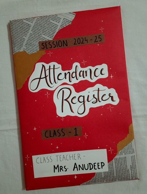 Attendance register cover design Designs For Assignments, Attendance Register Cover Decoration, Teachers Attendance Register Decoration Ideas, Attendance Register Decoration Ideas, Register Decoration Ideas, Register Decoration, Attendance Register, Diy Wine Glasses Painted, Assignment Ideas