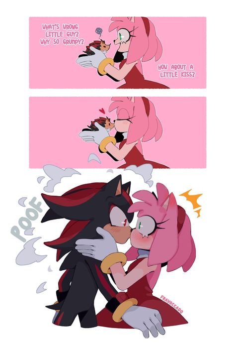 Shadamy Comics, Happy Birthday Drawings, Shadow And Amy, Amy The Hedgehog, Sonic Heroes, Sonic And Amy, Sonic Funny, Sonic Franchise, Hedgehog Art