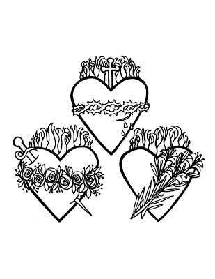 Look to Him and be Radiant: Holy Family Hearts Coloring Page + Prayer Cards- Sacred Heart of Jesus, Immaculate Heart of Mary, Pure Heart of St. Joseph Sacred Heart Coloring Page, Holy Family Hearts Tattoo, Family Heart Tattoos, Holy Family Hearts, Catholic Symbols, Family Coloring Pages, Catholic Crafts, Heart Coloring Pages, The Holy Family