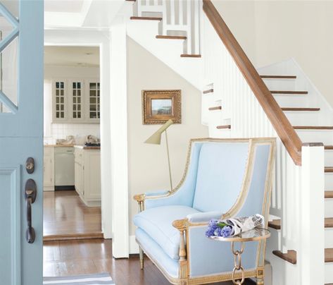 Benjamin Moore, Paint Color, Color Combination, Steam, Look At, Kitchen Cabinets, Trim, Paint, Blue