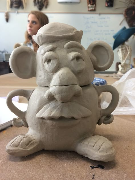 Mr. Potato Head mug || completed December 9 2014 #ceramics #art #project #disney #mug #ceramicmug Pop Culture Ceramics, Disney Pottery Ideas, Disney Ceramics Ideas, Disney Ceramics, Disney Pottery, Ap Ceramics, Pot Making, Disney Mug, Ready To Paint Ceramics