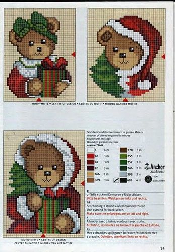 Christmas Chart, Stitch Teddy, Teddy Christmas, Christmas Charts, Christmas Bears, Holiday Cross Stitch, Xmas Cross Stitch, Winter Cross Stitch, Cross Stitch Christmas Ornaments