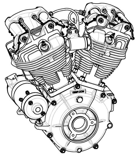 Engine Sketch, Motor Drawing, Bike Restoration, Pop Art Comic Girl, Harley Davidson Engines, Rockabilly Cars, Harley Davidson Artwork, Harley Davidson Knucklehead, Motorcycle Drawing