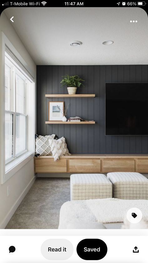 Porch Vibes, Dark Accent Walls, Feature Wall Living Room, Living Tv, Living Room Decor Fireplace, Accent Walls In Living Room, Tv Wall Unit, Media Wall, Living Room Tv Wall