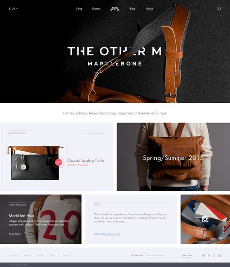 Leather Bag Website Design, Leather Website Design, Leather Graphic Design, Bag Catalogue, Desain Ux, About Us Page Design, Website Slider, Web Design Gallery, Online Shop Design