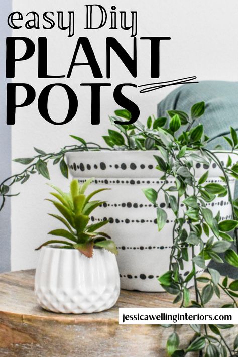 Upgrade cheap planters from Ikea to make these ultra-easy modern indoor plant pots! All you need is a pot and a paint pen. No artistic ability required! This is such a great indoor plants decor idea you can create by yourself! Indoor Plant Pots Diy, Plant Pots Diy, Great Indoor Plants, Cheap Planters, Indoor Plants Decor, Pots Diy, Home Decor Diy Crafts, Lines And Dots, Plant Pot Diy