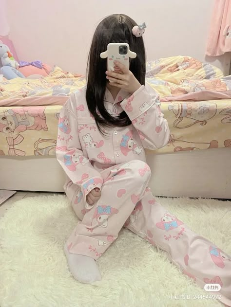 Cutecore Pajamas, Yumi Kawaii, Pajamas Aesthetic, Kawaii Pajamas, School Bag Essentials, Soft Pink Theme, Cute Core, Cute Pajamas, Goth Outfits