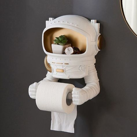 Astronaut Design, Toilet Paper Holders, The Astronaut, Bathroom Themes, Paper Holders, Tissue Holder, Cute Room Decor, Unique Wall Decor, Dream House Decor