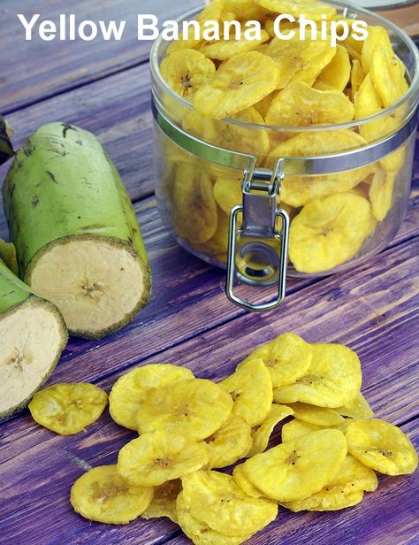 Yellow Banana Chips, Banana Wafers, Raw Banana Wafers recipe Wafers Recipe, Potato Wafers, Banana Chips Recipe, Raw Banana, Yellow Banana, Plantain Chips, Kerala Food, Popular Snacks, Banana Chips