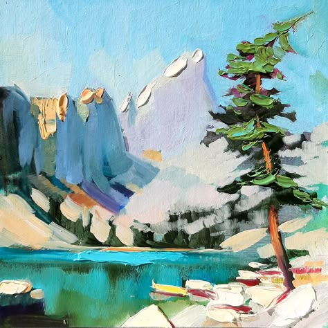 Alaska Painting, Mountain Inspiration, National Park Artwork, Mountain Oil Painting, Artwork Landscape, Northern Ontario, Landscape Acrylic, Room Painting, Painting Snow