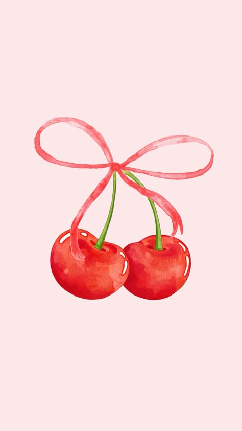 Cherry Wallpaper, Cute Home Screen Wallpaper, Cute Home Screens, Cute Summer Wallpapers, Bow Wallpaper, Simple Phone Wallpapers, Iphone Wallpaper Photos, Apple Watch Wallpaper, Cute Simple Wallpapers