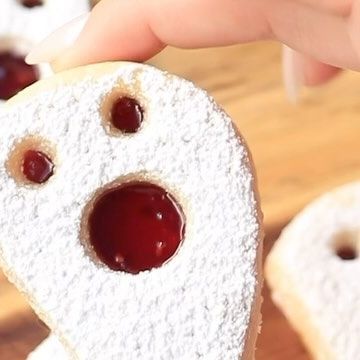 Ghost Biscuits, Pillsbury Ghost Cookies, Ghost Linzer Cookies, Ghost Halloween Cookies, Nutter Butter Cookie Ghosts, Ghost Sugar Cookies, Room Temperature Butter, Linzer Cookie, Halloween Biscuits