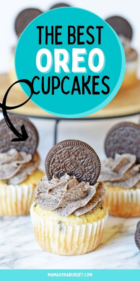 Oreo Cake Cup Recipe, Easy Cupcake Recipes From Box Cake Mixes, Cookies And Cream Cupcakes Box Cake, Oreo Cookie Cupcakes Recipe, Oreo Cupcakes From Box Cake Mixes, Oreo Cream Cheese Cupcakes, Oreo Vanilla Cupcakes, Oreo Cookie Cupcakes, Oreo Muffins