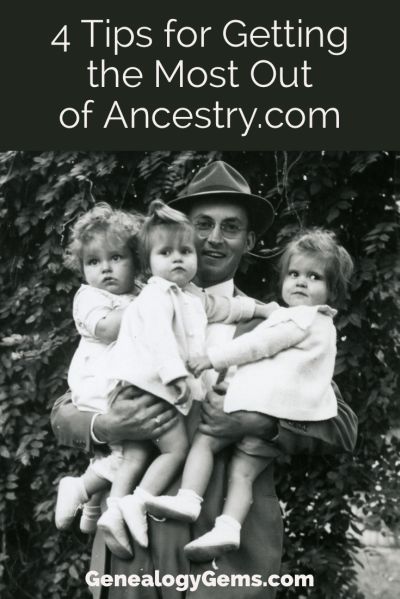 4 Tips for Getting the Most out of Ancestry.com | Genealogy Gems Ancestry Tips, Ancestry Photos, Family History Organization, Free Genealogy Sites, Genealogy Help, Family History Projects, Genealogy Organization, Genealogy Websites, Family Tree Research