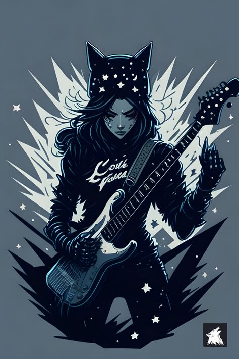 Rockstar Artwork, Loving Girlfriend, Girls Rockstar, Design For Music, Cat Rock, Edgy Design, Alternative Rock, Cat Girl, Your Music