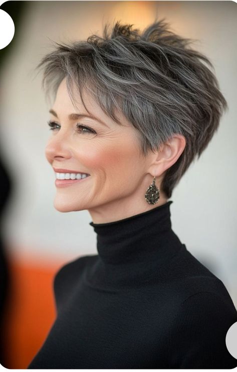 360 View Of Pixie Haircut, Hairstyle For Women Short Hair, Pixie For Thinning Hair, Short Thick Hair Styles For Women, Short Haircut For Thick Hair, Pixie Cuts For Older Women, Hair Layered, Short Sassy Haircuts, Sassy Haircuts