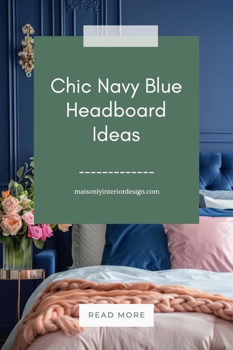 Transform your bedroom with stunning navy blue headboard ideas. Create a chic and elegant space filled with sophistication by incorporating a stylish navy blue headboard. Whether you choose a tufted design, a simple fabric frame, or wood detailing, your navy headboard will be a centerpiece that enhances your decor. This soothing color lends a sense of calm to your room and pairs beautifully with various color schemes. Discover how to style with soft pillows, coordinating bedding, and wall art to complete your serene bedroom look. Blue Upholstered Bed Decor Ideas, Blue Upholstered Bed Decor, Blue Velvet Headboard Bedroom, Navy Headboard Bedroom, Navy Blue Headboard Bedroom Ideas, Blue Headboard Bedroom Ideas, Navy Blue Upholstered Bed, Blue Headboard Bedroom, Upholstered Bed Decor