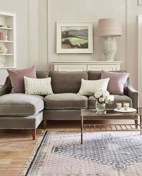 How NOT to Decorate Around a Dark Neutral Sofa | Advice for Homeowners Taupe Sofa Living Room, Brown Couch Pillows, Beige Sofa Living Room, Burgundy Sofas, Taupe Sofa, Color Vison, Brown Sofa Living Room, Couches Living, Brown Couch Living Room