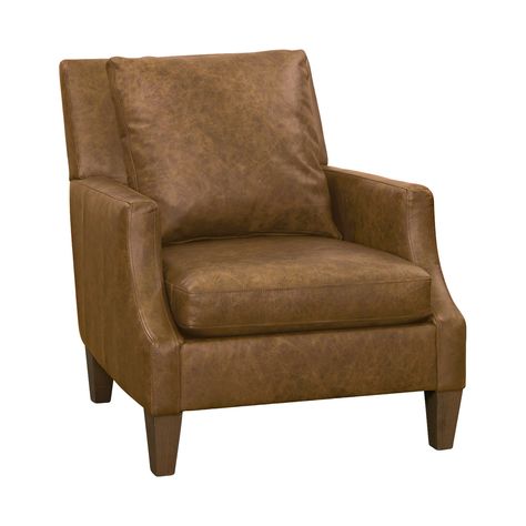 Offering a contrasting silhouette that still blends with the transitional elements of this group, our Katrina accent chair features tapered legs and track arms in a cutback style and is upholstered in 100&#37; top&#045;grain leather. A high&#045;density seat cushion and no&#045;sag springs ensure you will always have a comfy spot to lounge. 

 

Upholstered in 100&#37; top&#045;grain, semi&#045;aniline leather 

Special order options available 

1.8&#045;density seat cushion wrapped in fiber 

Fiber&#045;wrapped back cushion filled with Dacron blown fiber 

Loose back and seat cushions 

Lawson silhouette 

Padded arms and back 

Track arms in a cutback style 

Tapered feet in a classic grey finish 

Crafted with no&#045;sag spring system Poly & Bark, Classic Grey, Cushion Filling, Furniture Companies, Top Grain Leather, Accent Chair, Living Room Chairs, New Furniture, Seat Cushion