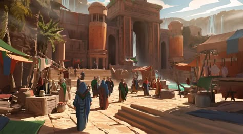 ArtStation - Sunstone Harbor Desert Fantasy Art, Port Nyanzaru, Dnd Wild West, Fantasy Desert, Fantasy Video Game, Axis Mundi, Environment Sketch, Dragon World, Fantasy Village