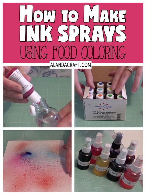 Learn how to make your own ink mist sprays using food coloring. Easy DIY tutorial. Suitable for art journals, scrapbooking and card making. How To Make Ink, Card Hacks, Diy Techniques And Supplies, Diy Dye, Diy Science Experiments, Alcohol Ink Crafts, Homemade Art, Mixed Media Crafts, Diy Sprays